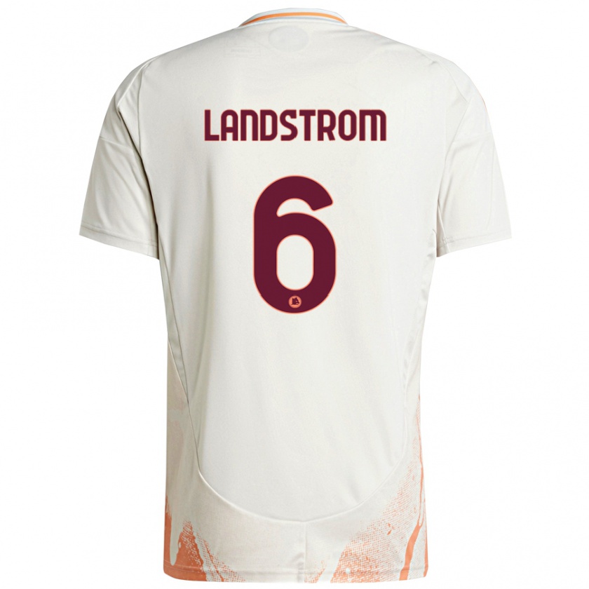 Kandiny Femme Maillot Elin Landstrom #6 Crème Blanc Orange Tenues Extérieur 2024/25 T-Shirt