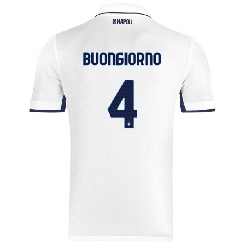 Kandiny Femme Maillot Alessandro Buongiorno #4 Blanc Bleu Royal Tenues Extérieur 2024/25 T-Shirt