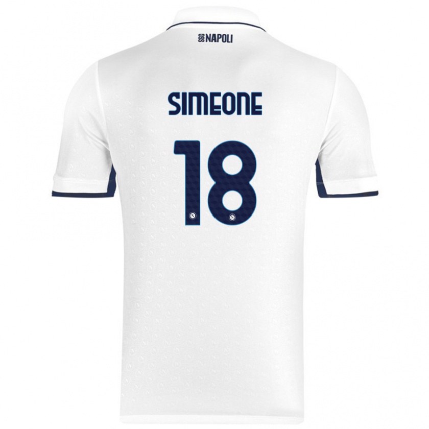 Kandiny Femme Maillot Giovanni Simeone #18 Blanc Bleu Royal Tenues Extérieur 2024/25 T-Shirt