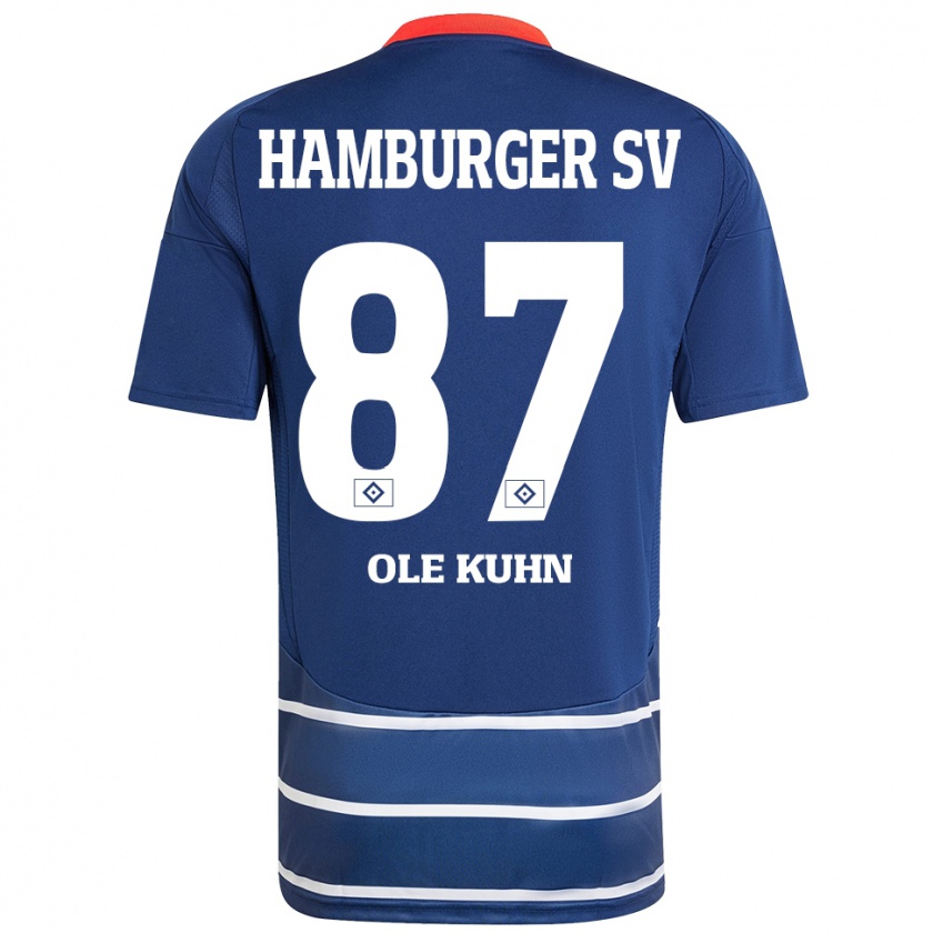 Kandiny Femme Maillot Niklas Ole Kühn #87 Bleu Foncé Tenues Extérieur 2024/25 T-Shirt