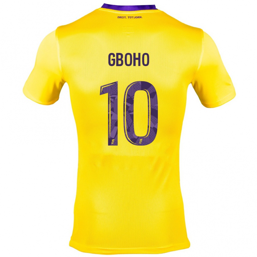 Kandiny Femme Maillot Yann Gboho #10 Jaune Violet Tenues Extérieur 2024/25 T-Shirt