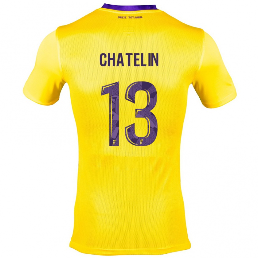 Kandiny Femme Maillot Delphin Chatelin #13 Jaune Violet Tenues Extérieur 2024/25 T-Shirt