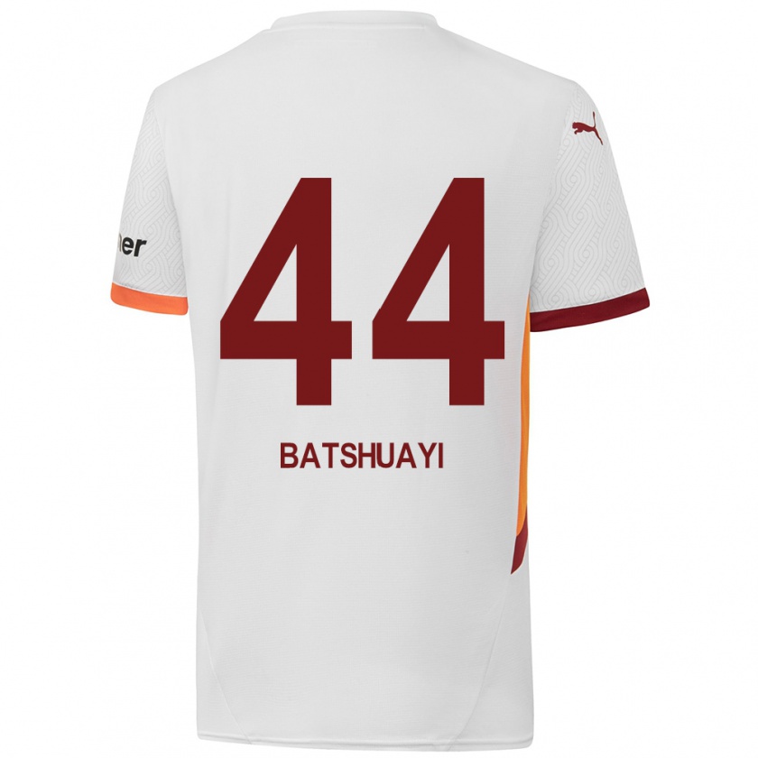 Kandiny Femme Maillot Michy Batshuayi #44 Blanc Jaune Rouge Tenues Extérieur 2024/25 T-Shirt