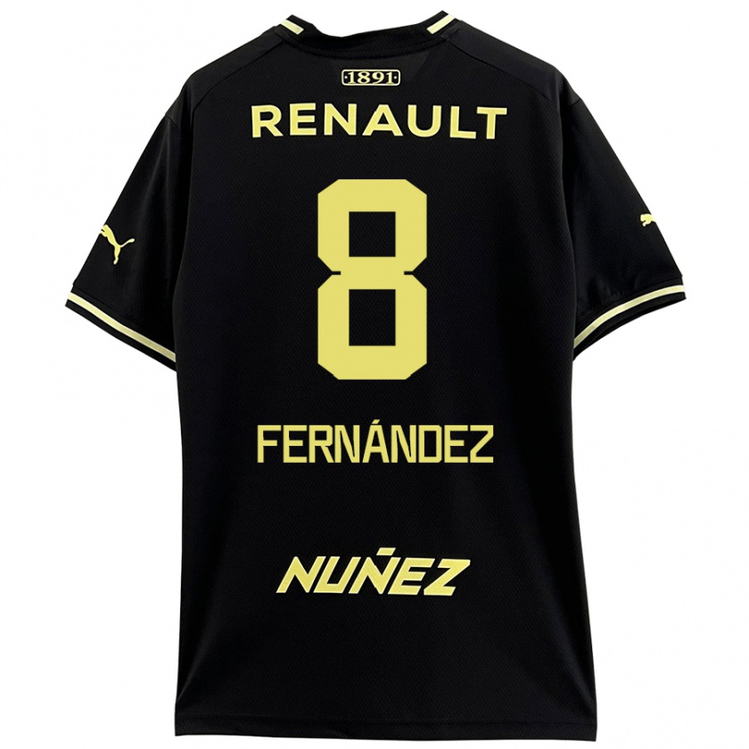 Kandiny Femme Maillot Leonardo Fernández #8 Noir Jaune Tenues Extérieur 2024/25 T-Shirt