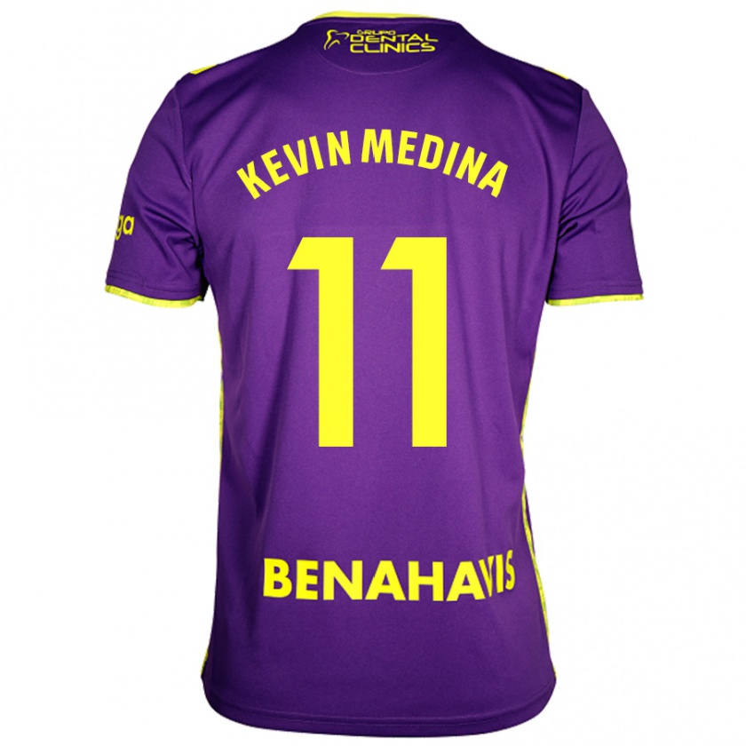 Kandiny Femme Maillot Kevin Medina #11 Violet Jaune Tenues Extérieur 2024/25 T-Shirt