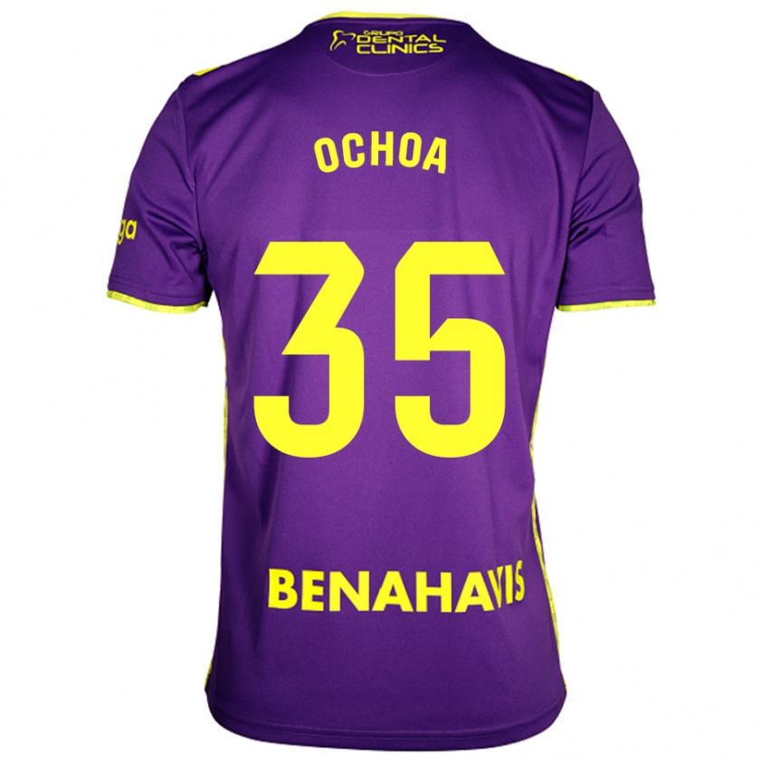 Kandiny Femme Maillot Aarón Ochoa #35 Violet Jaune Tenues Extérieur 2024/25 T-Shirt