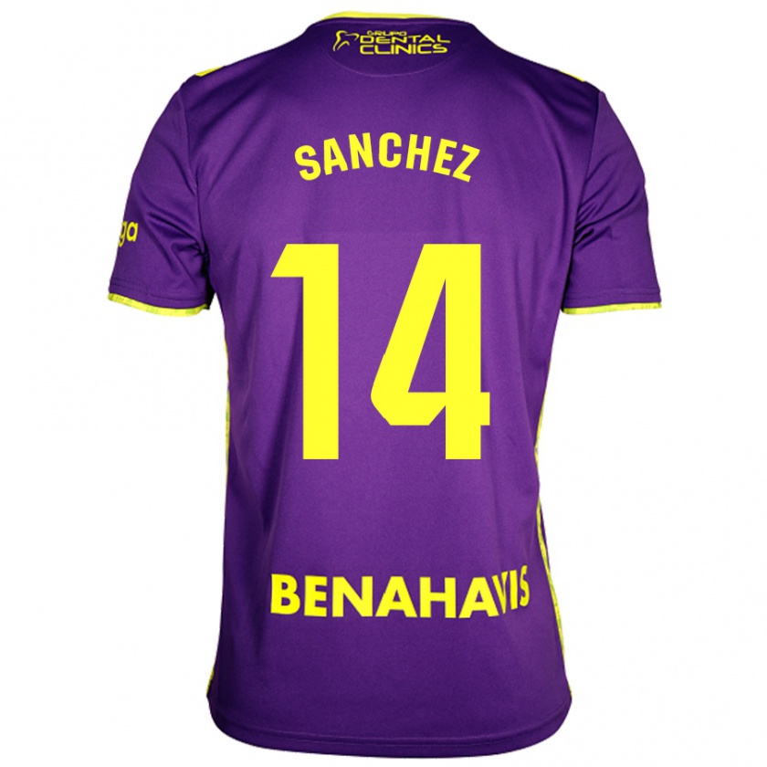 Kandiny Femme Maillot Rubén Sánchez #14 Violet Jaune Tenues Extérieur 2024/25 T-Shirt