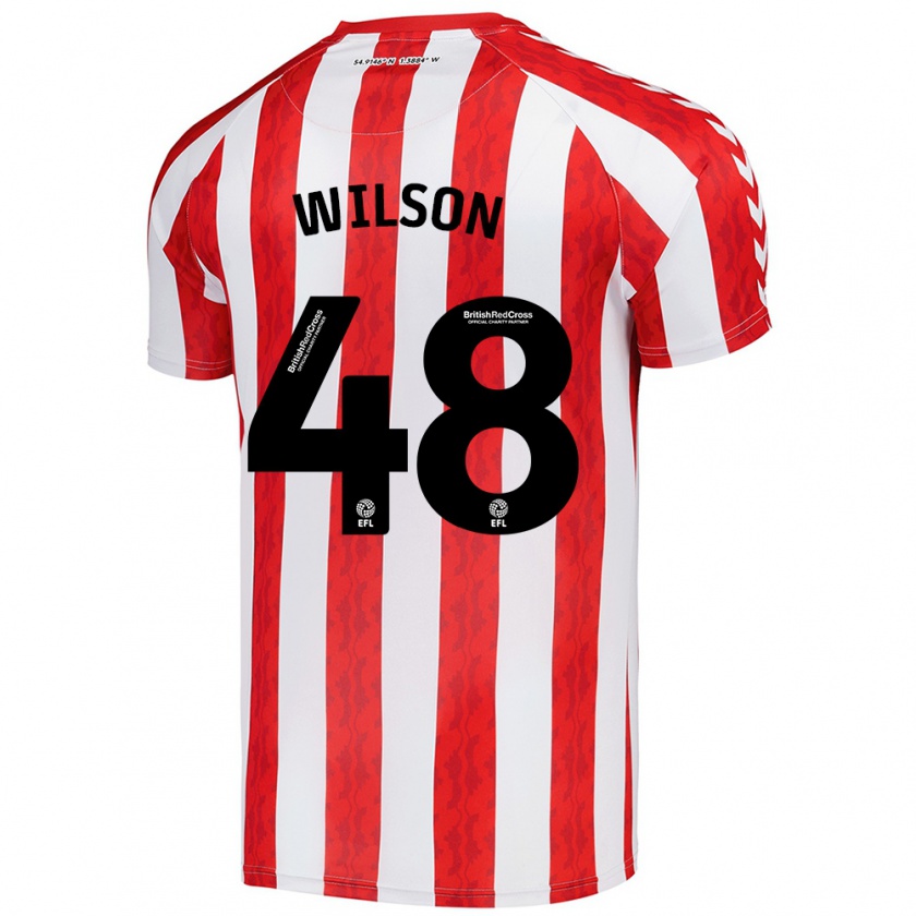 Kandiny Enfant Maillot Callum Wilson #48 Rouge Blanc Tenues Domicile 2024/25 T-Shirt