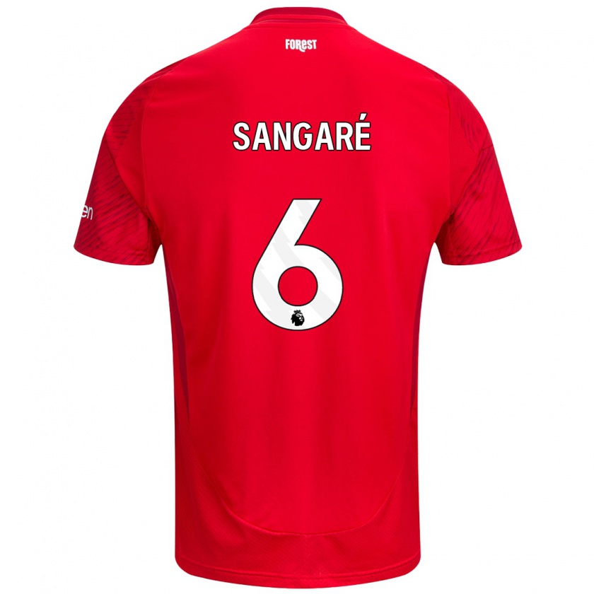 Kandiny Enfant Maillot Ibrahim Sangaré #6 Rouge Blanc Tenues Domicile 2024/25 T-Shirt