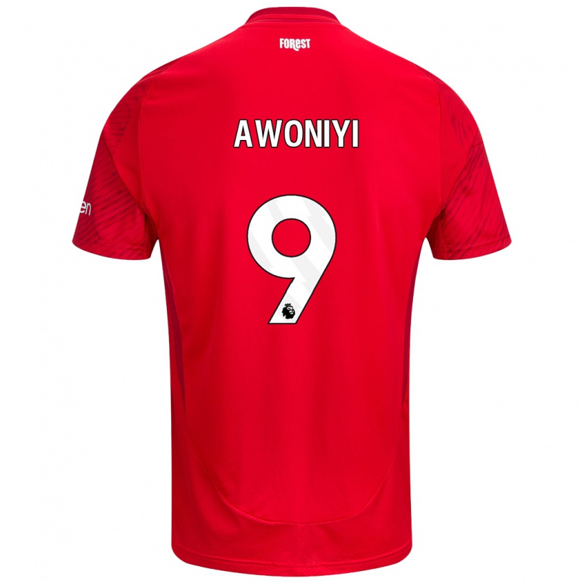 Kandiny Enfant Maillot Taiwo Awoniyi #9 Rouge Blanc Tenues Domicile 2024/25 T-Shirt