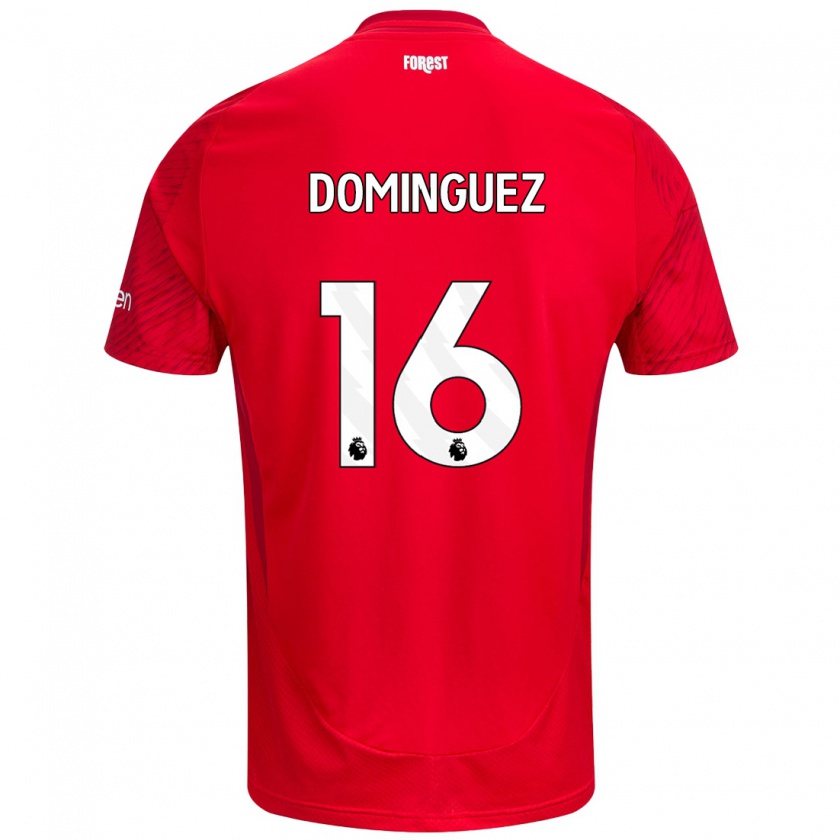 Kandiny Enfant Maillot Nicolás Domínguez #16 Rouge Blanc Tenues Domicile 2024/25 T-Shirt