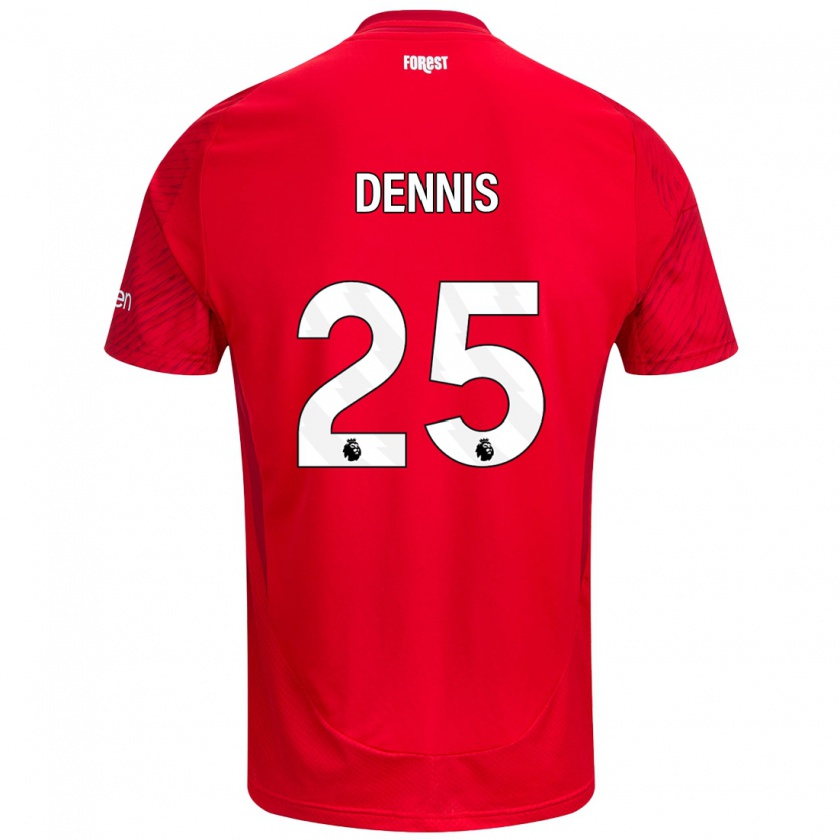 Kandiny Enfant Maillot Emmanuel Dennis #25 Rouge Blanc Tenues Domicile 2024/25 T-Shirt