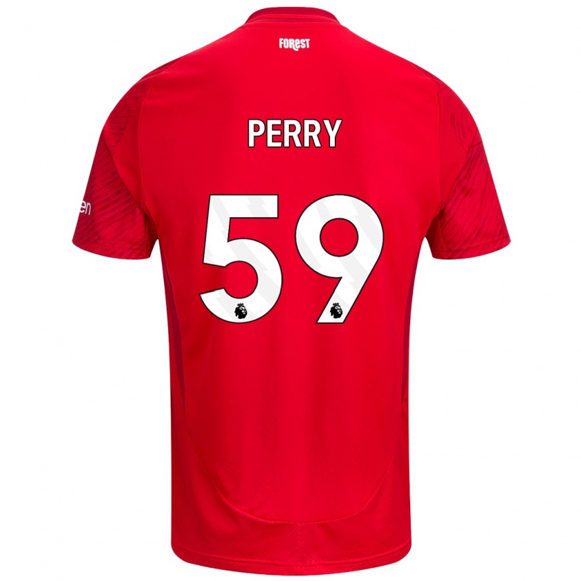 Kandiny Enfant Maillot Ben Perry #59 Rouge Blanc Tenues Domicile 2024/25 T-Shirt