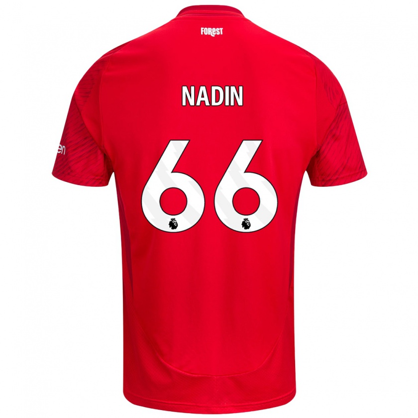 Kandiny Enfant Maillot Jack Nadin #66 Rouge Blanc Tenues Domicile 2024/25 T-Shirt