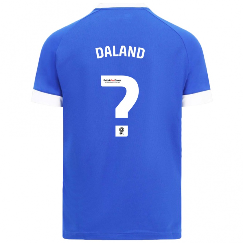 Kandiny Enfant Maillot Jesper Daland #0 Bleu Ciel Tenues Domicile 2024/25 T-Shirt