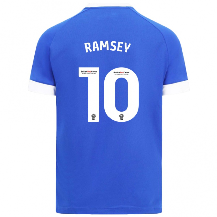 Kandiny Enfant Maillot Aaron Ramsey #10 Bleu Ciel Tenues Domicile 2024/25 T-Shirt