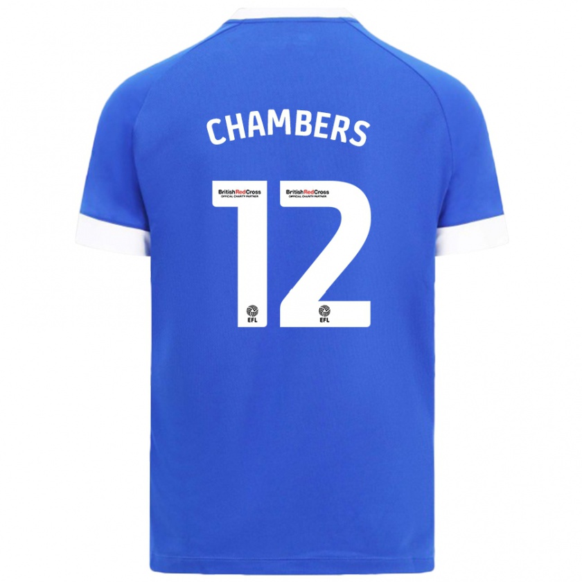 Kandiny Enfant Maillot Calum Chambers #12 Bleu Ciel Tenues Domicile 2024/25 T-Shirt