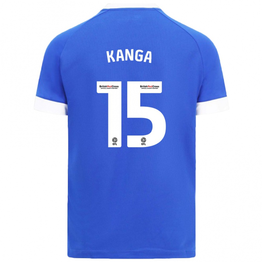 Kandiny Enfant Maillot Wilfried Kanga #15 Bleu Ciel Tenues Domicile 2024/25 T-Shirt