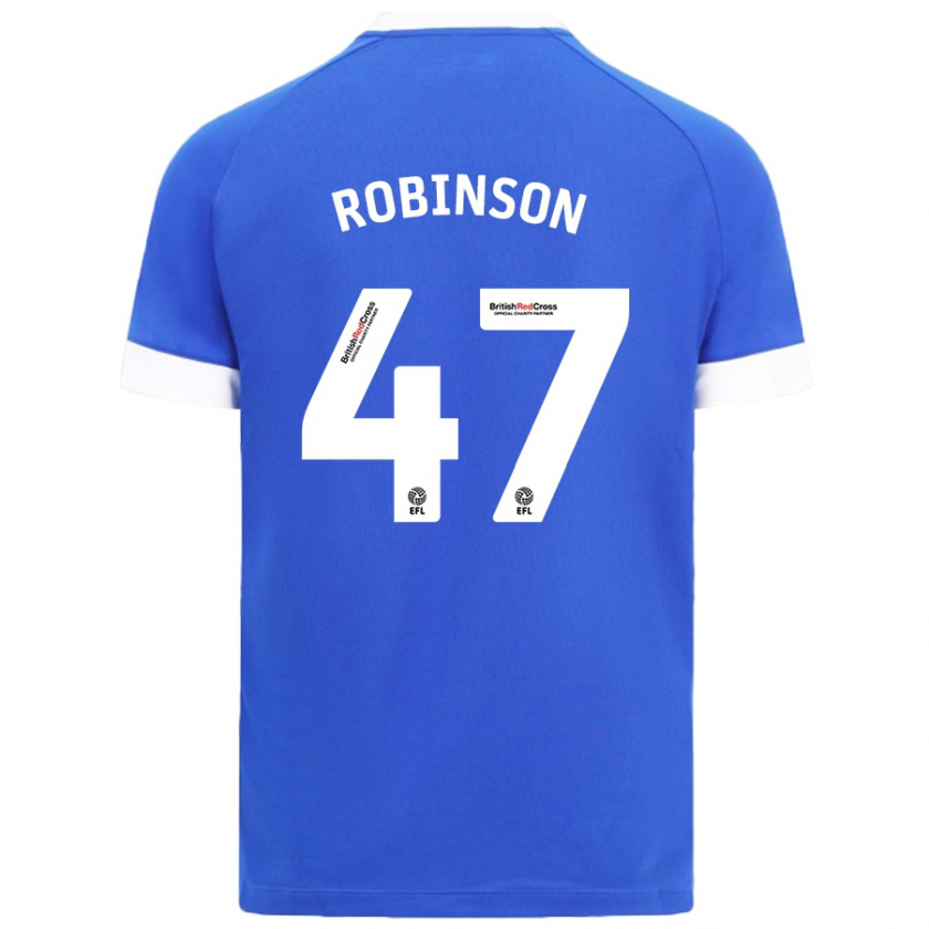 Kandiny Enfant Maillot Callum Robinson #47 Bleu Ciel Tenues Domicile 2024/25 T-Shirt