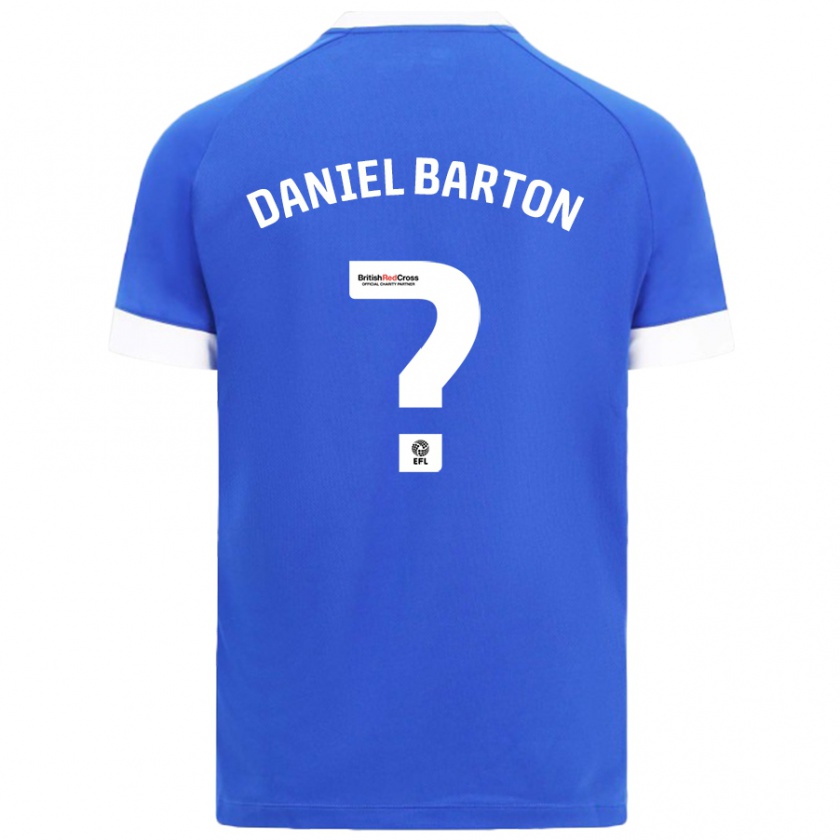 Kandiny Enfant Maillot Daniel Barton #0 Bleu Ciel Tenues Domicile 2024/25 T-Shirt