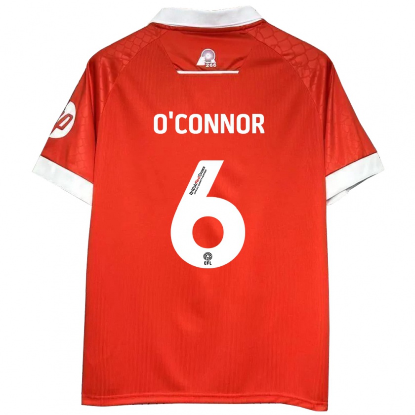 Kandiny Enfant Maillot Thomas O'connor #6 Rouge Blanc Tenues Domicile 2024/25 T-Shirt