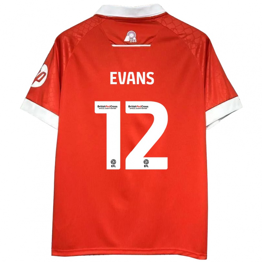 Kandiny Enfant Maillot George Evans #12 Rouge Blanc Tenues Domicile 2024/25 T-Shirt