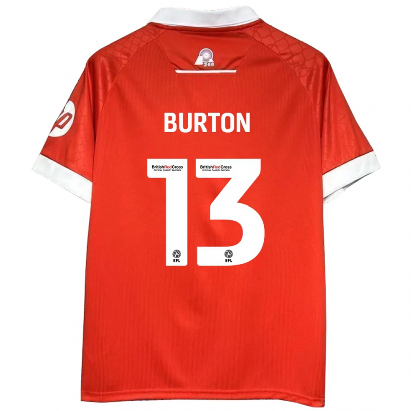 Kandiny Enfant Maillot Callum Burton #13 Rouge Blanc Tenues Domicile 2024/25 T-Shirt