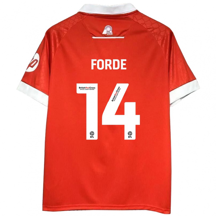 Kandiny Enfant Maillot Anthony Forde #14 Rouge Blanc Tenues Domicile 2024/25 T-Shirt