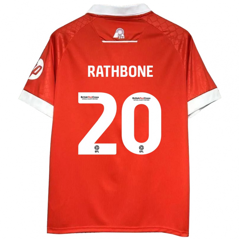 Kandiny Enfant Maillot Ollie Rathbone #20 Rouge Blanc Tenues Domicile 2024/25 T-Shirt