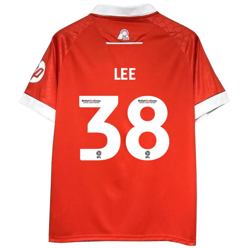 Kandiny Enfant Maillot Elliot Lee #38 Rouge Blanc Tenues Domicile 2024/25 T-Shirt