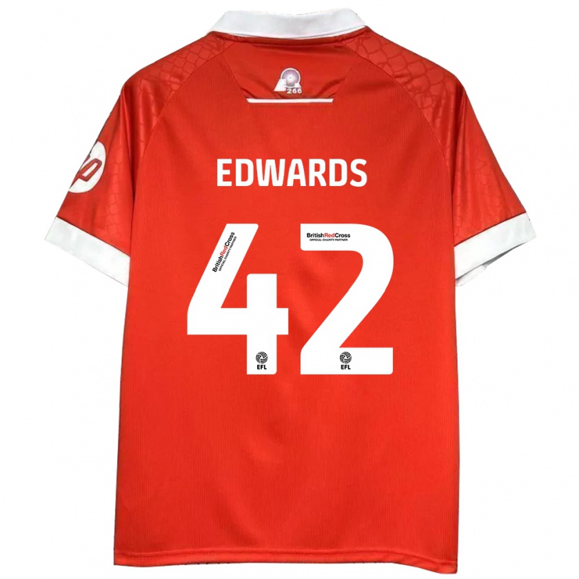 Kandiny Enfant Maillot Callum Edwards #42 Rouge Blanc Tenues Domicile 2024/25 T-Shirt