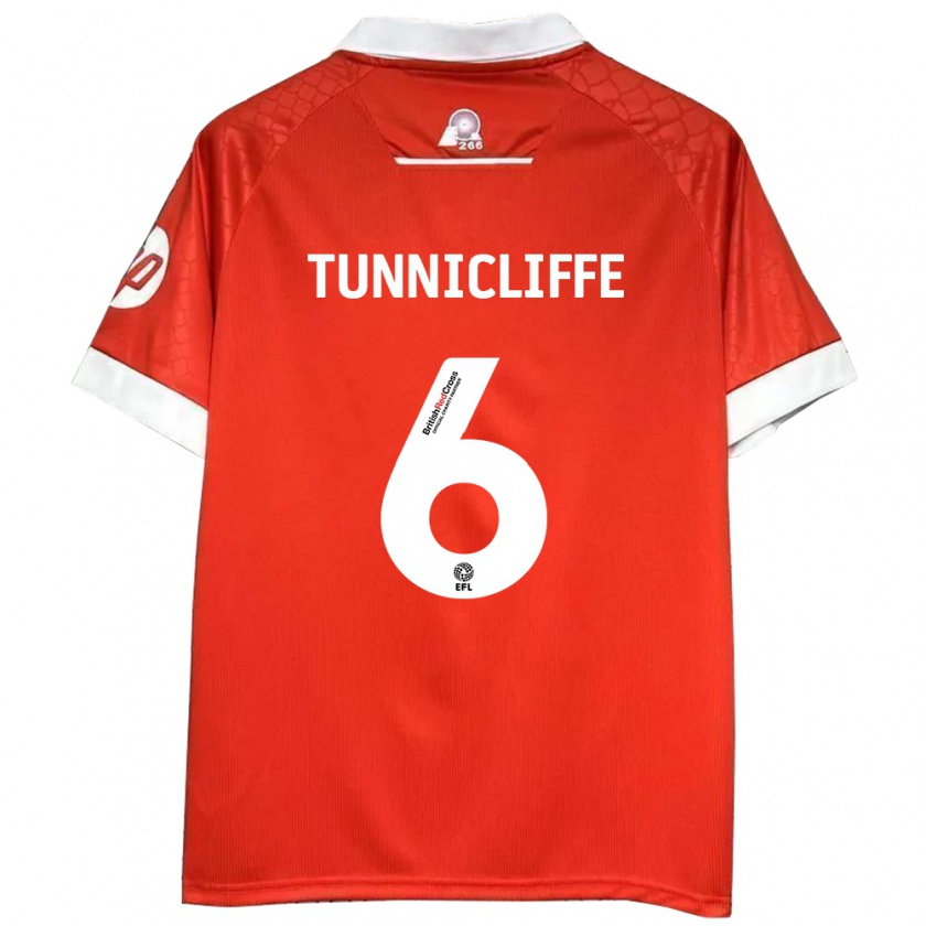 Kandiny Enfant Maillot Jordan Tunnicliffe #6 Rouge Blanc Tenues Domicile 2024/25 T-Shirt