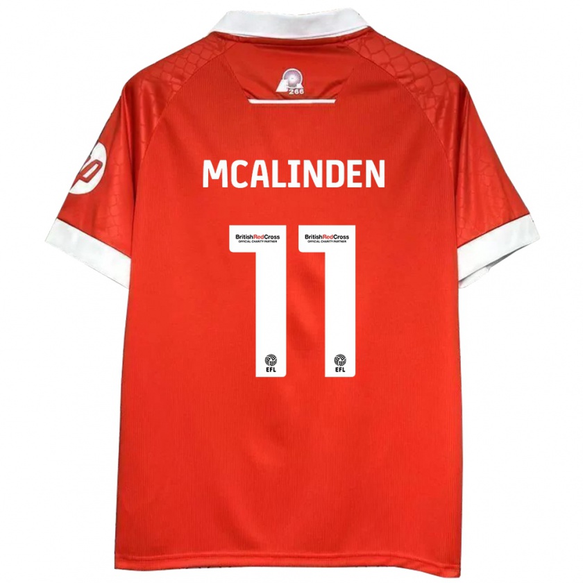 Kandiny Enfant Maillot Liam Mcalinden #11 Rouge Blanc Tenues Domicile 2024/25 T-Shirt