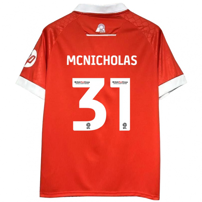 Kandiny Enfant Maillot Luke Mcnicholas #31 Rouge Blanc Tenues Domicile 2024/25 T-Shirt