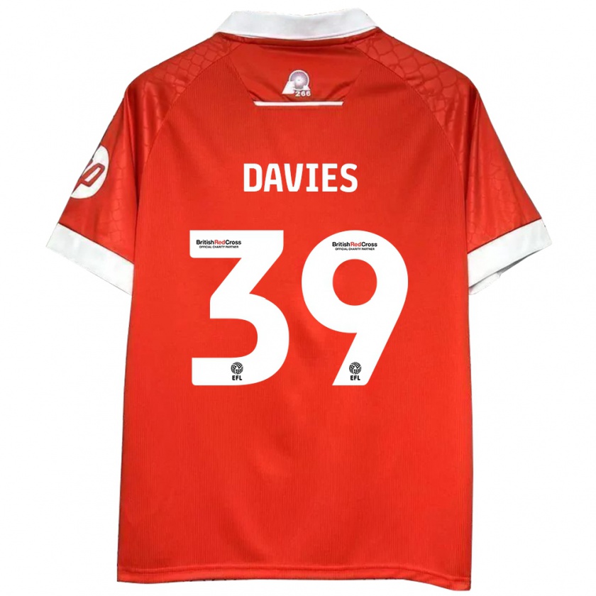 Kandiny Enfant Maillot Daniel Davies #39 Rouge Blanc Tenues Domicile 2024/25 T-Shirt