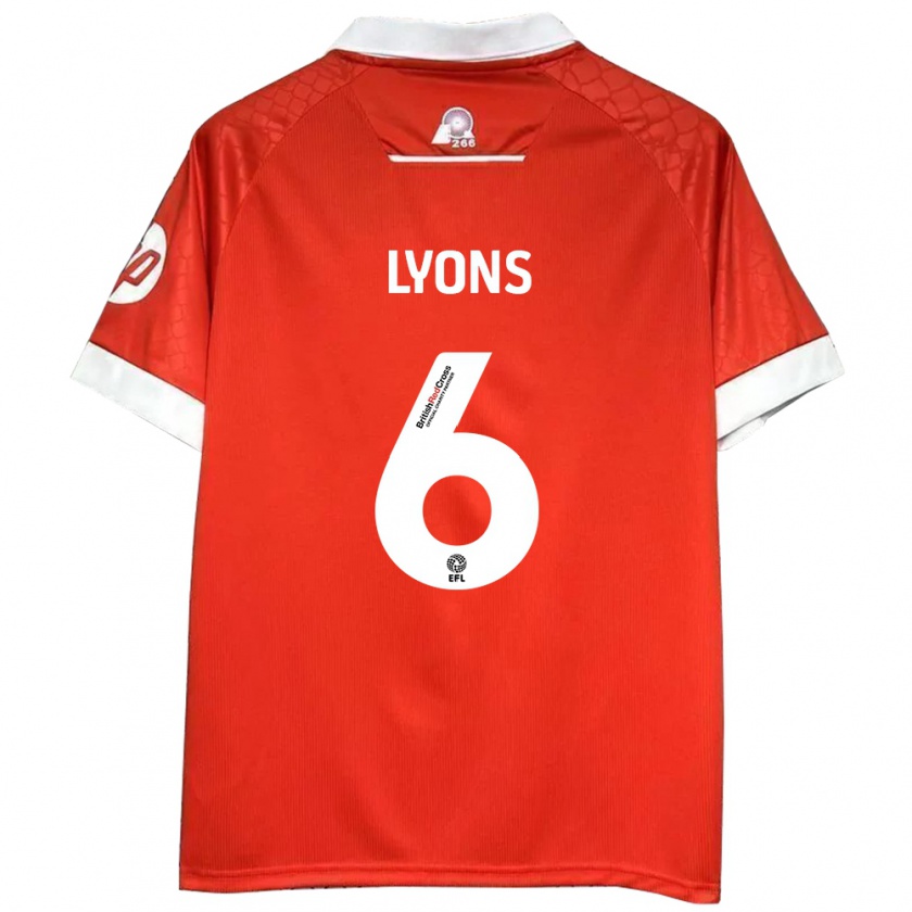 Kandiny Enfant Maillot Lauryn Lyons #6 Rouge Blanc Tenues Domicile 2024/25 T-Shirt