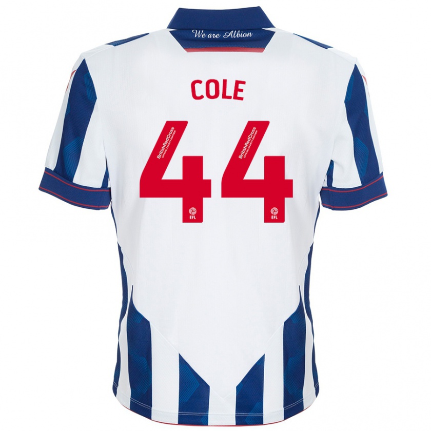 Kandiny Enfant Maillot Devante Cole #44 Blanc Bleu Foncé Tenues Domicile 2024/25 T-Shirt