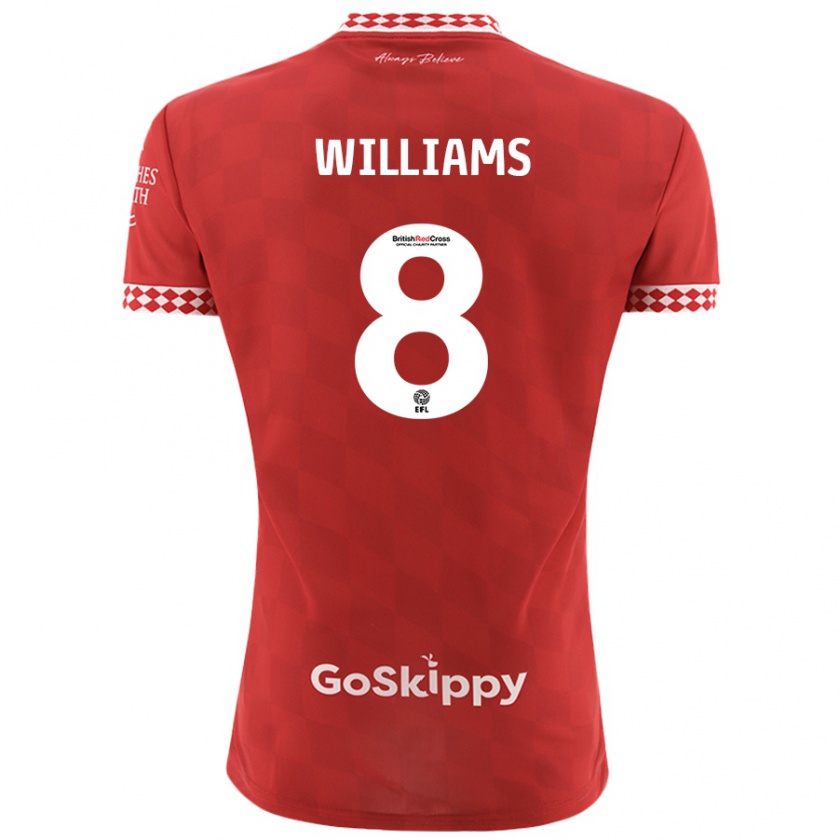 Kandiny Enfant Maillot Joe Williams #8 Rouge Tenues Domicile 2024/25 T-Shirt