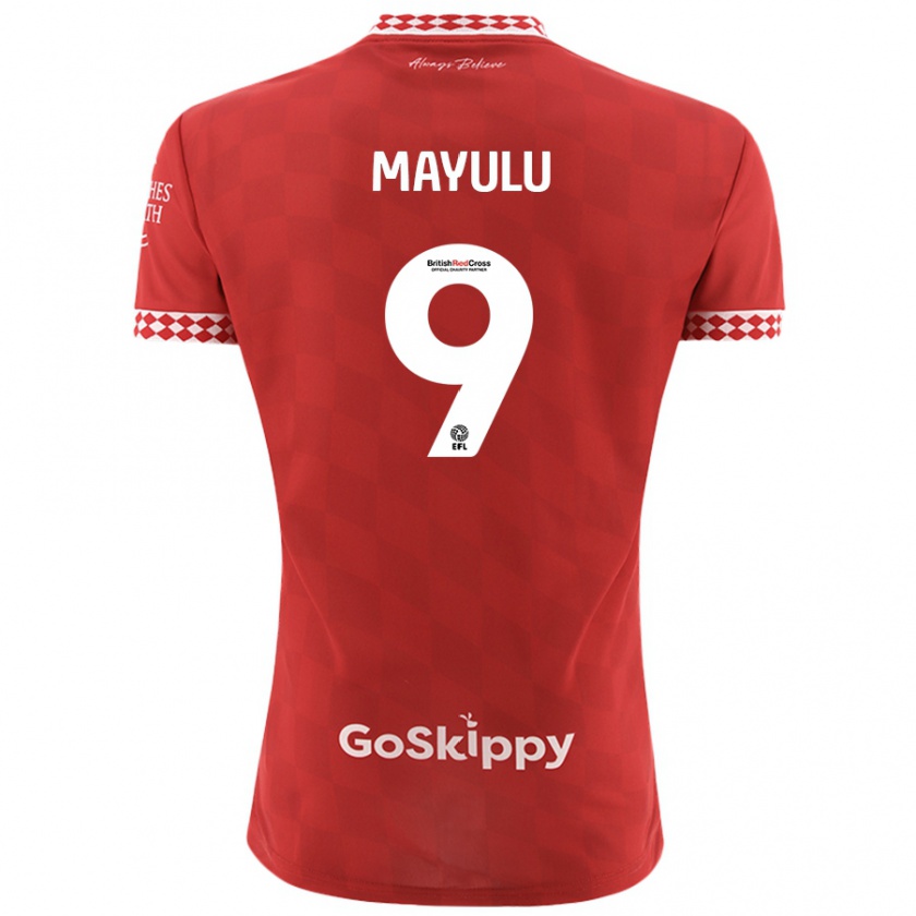 Kandiny Enfant Maillot Fally Mayulu #9 Rouge Tenues Domicile 2024/25 T-Shirt