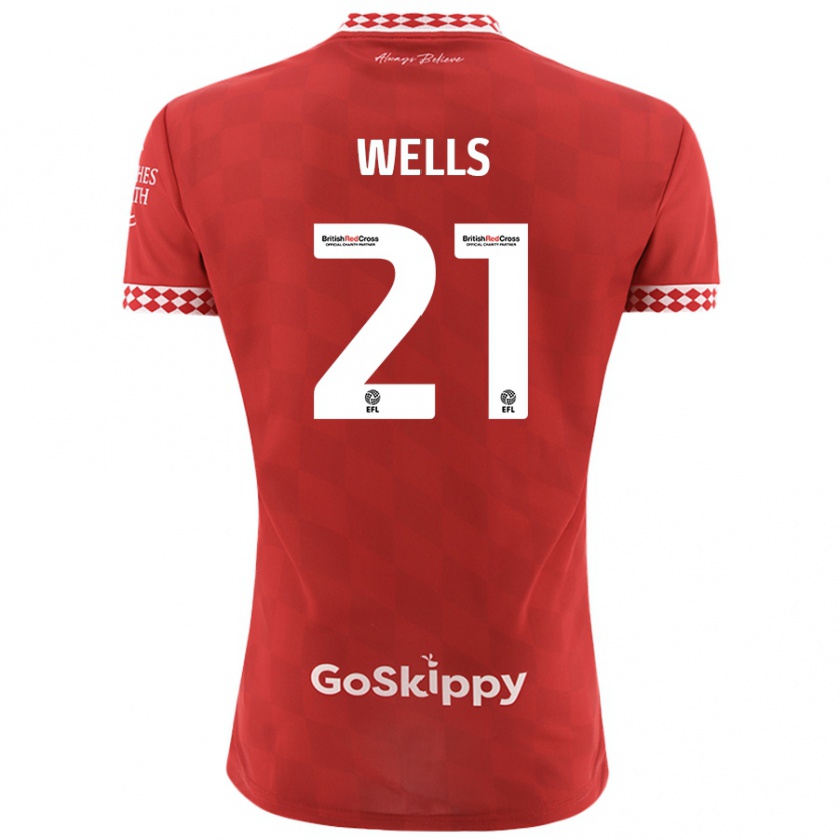 Kandiny Enfant Maillot Nahki Wells #21 Rouge Tenues Domicile 2024/25 T-Shirt