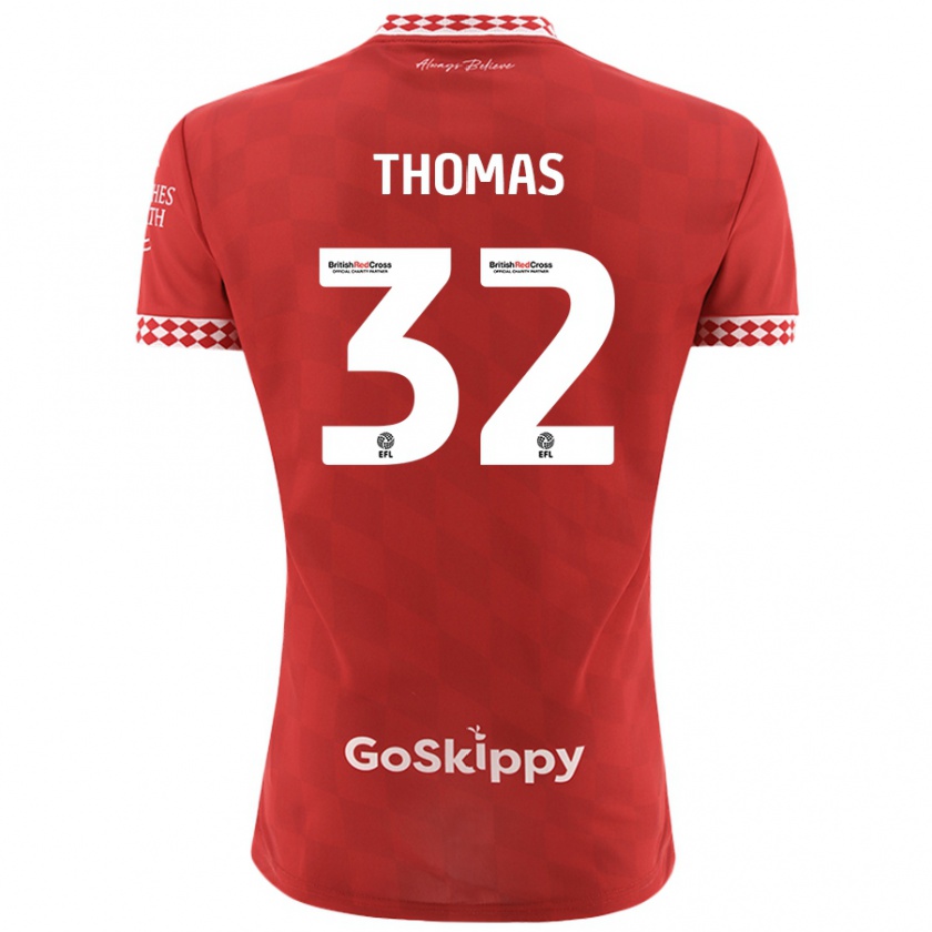 Kandiny Enfant Maillot Lewis Thomas #32 Rouge Tenues Domicile 2024/25 T-Shirt