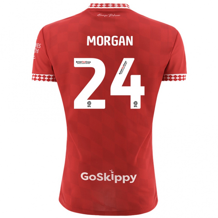 Kandiny Enfant Maillot Ffion Morgan #24 Rouge Tenues Domicile 2024/25 T-Shirt