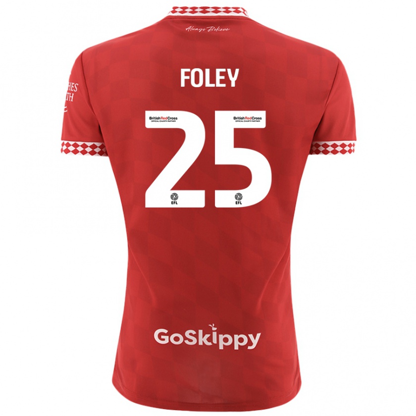 Kandiny Enfant Maillot Erin Foley #25 Rouge Tenues Domicile 2024/25 T-Shirt