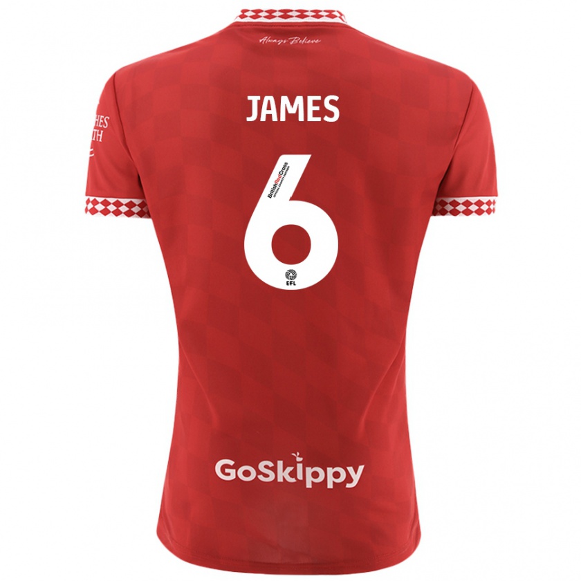 Kandiny Enfant Maillot Matty James #6 Rouge Tenues Domicile 2024/25 T-Shirt