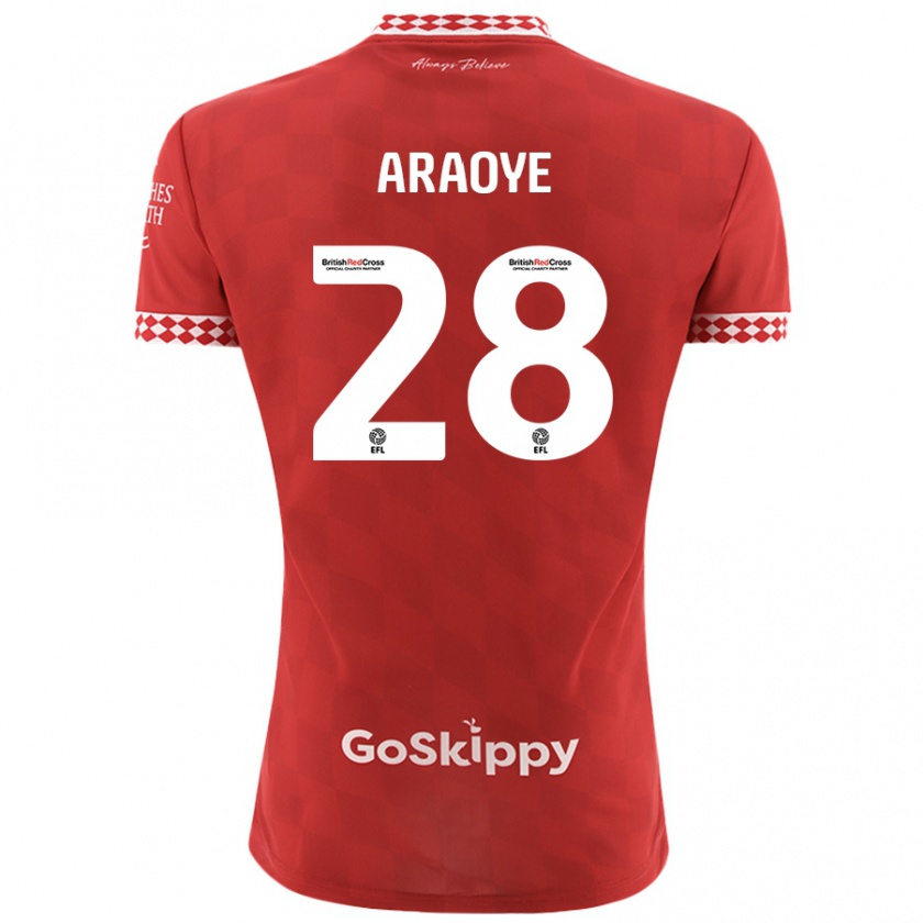 Kandiny Enfant Maillot Raphael Araoye #28 Rouge Tenues Domicile 2024/25 T-Shirt