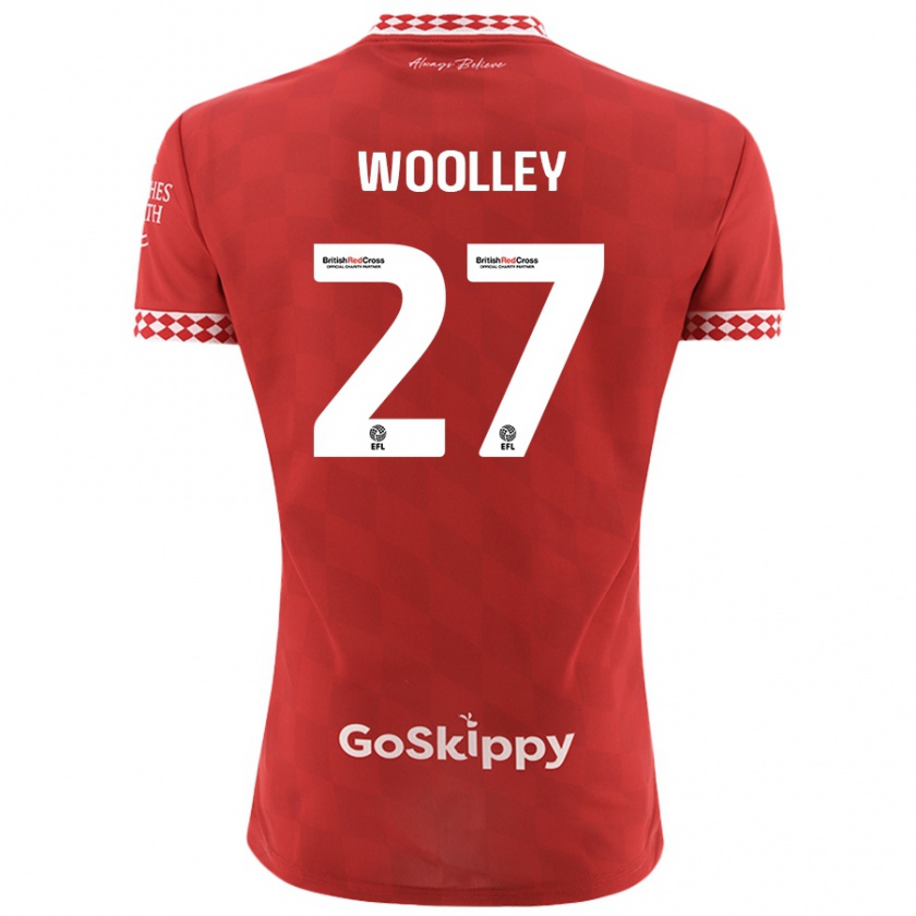 Kandiny Enfant Maillot Jesse Woolley #27 Rouge Tenues Domicile 2024/25 T-Shirt