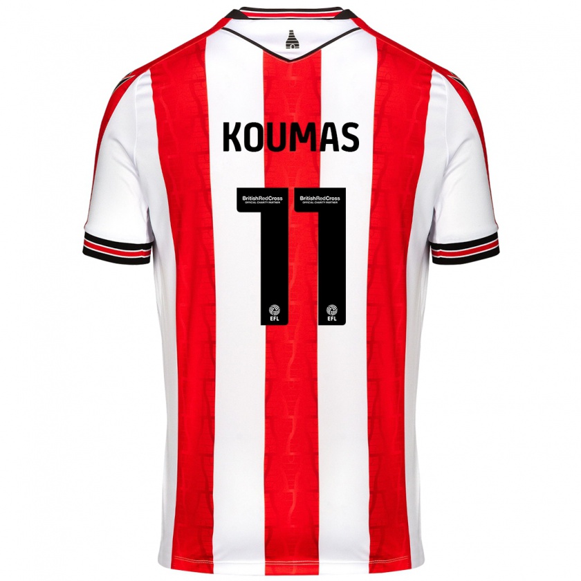 Kandiny Enfant Maillot Lewis Koumas #11 Rouge Blanc Tenues Domicile 2024/25 T-Shirt