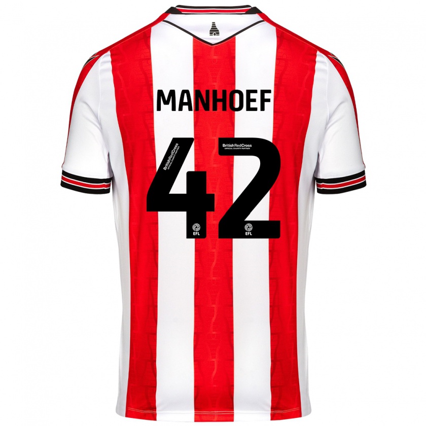 Kandiny Enfant Maillot Million Manhoef #42 Rouge Blanc Tenues Domicile 2024/25 T-Shirt