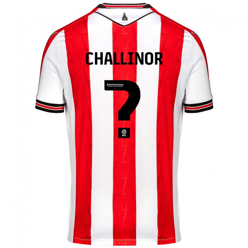 Kandiny Enfant Maillot Oliver Challinor #0 Rouge Blanc Tenues Domicile 2024/25 T-Shirt