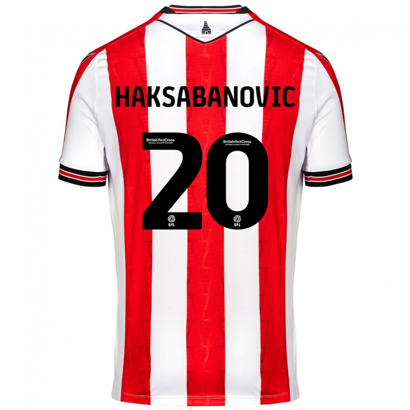 Kandiny Enfant Maillot Sead Hakšabanović #20 Rouge Blanc Tenues Domicile 2024/25 T-Shirt